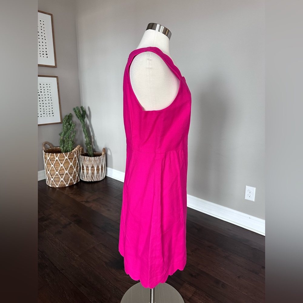 J. Crew Factory Cotton Scalloped Hem/Neckline A-Line Sheath Midi Dress Pink 14 - Picture 6 of 14